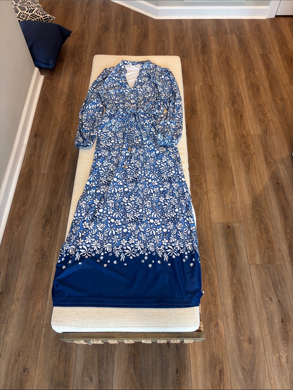Cabana Life Blue and White Floral Maxi Dress